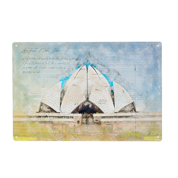 Holzbild "Lotus Temple, Delhi" artboxONE - Architektur,Reise / Asien