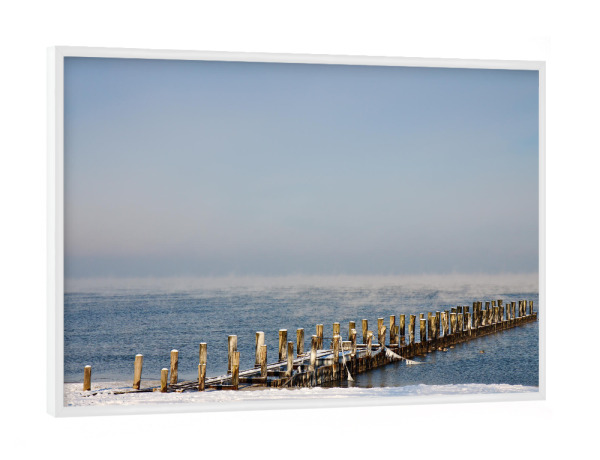 Poster mit weißem Rahmen "Buhne in Zingst im Winter" artboxONE - Natur,Reise,Reise / Strand und Meer