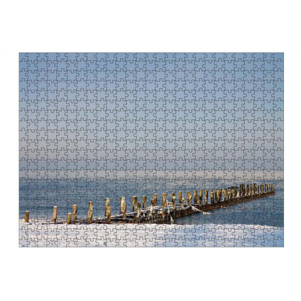 Puzzle Ravensburger "Buhne in Zingst im Winter" artboxONE - Natur,Reise,Reise / Strand und Meer