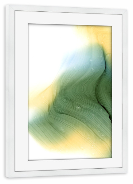 Poster mit Rahmen weiß "Gold n Green" artboxONE - Abstrakt