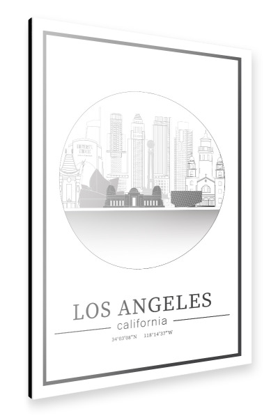 Alu-Dibond "Los Angeles skyline lineart circle" 30x20 cm artboxONE