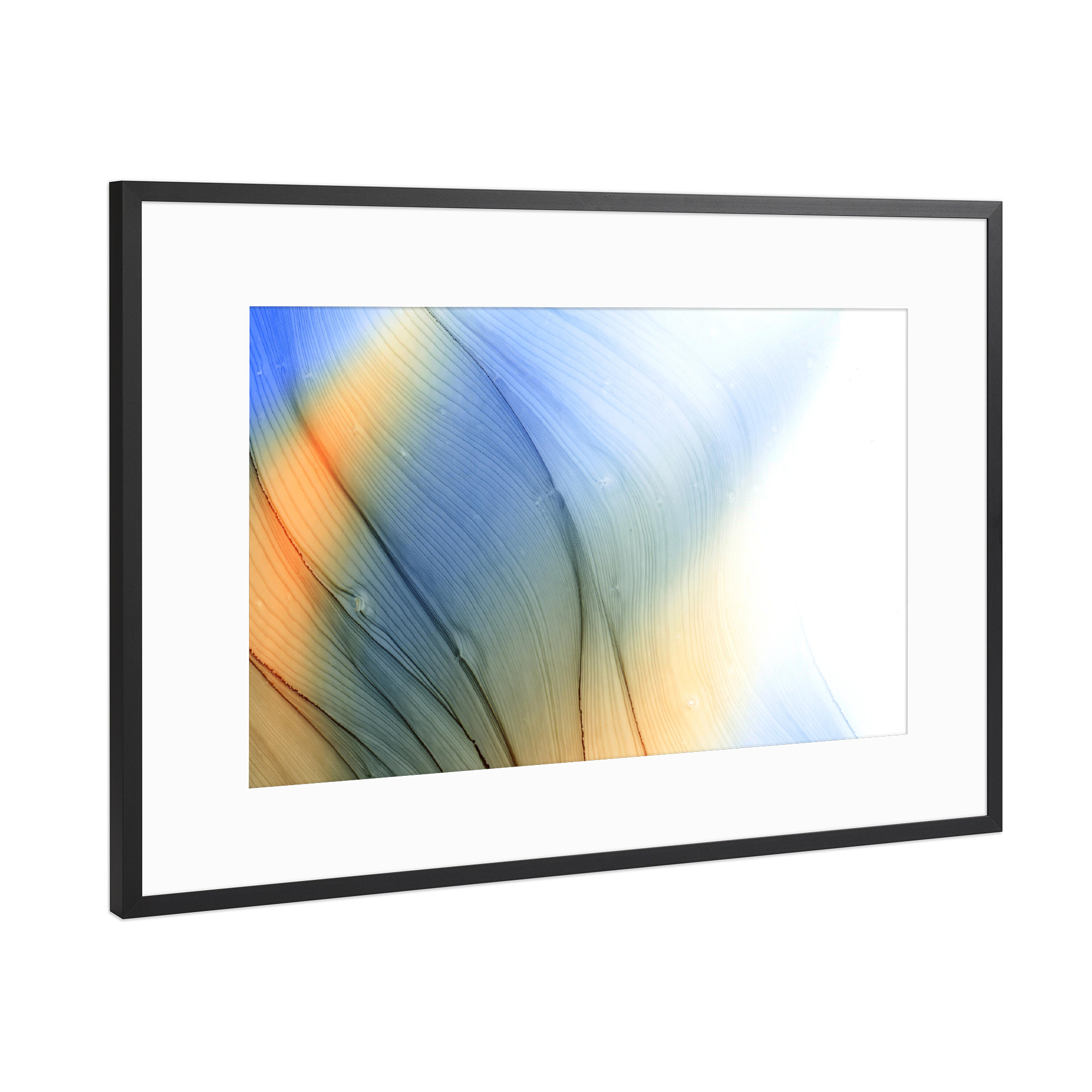 Poster mit Rahmen Schwarz (Metallic) "The Waves - Orange Light" artboxONE - Abstrakt