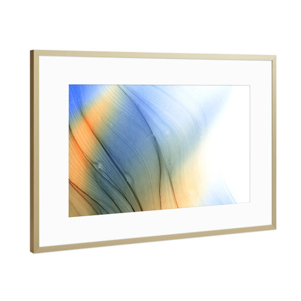 Poster mit Rahmen Gold "The Waves - Orange Light" artboxONE - Abstrakt