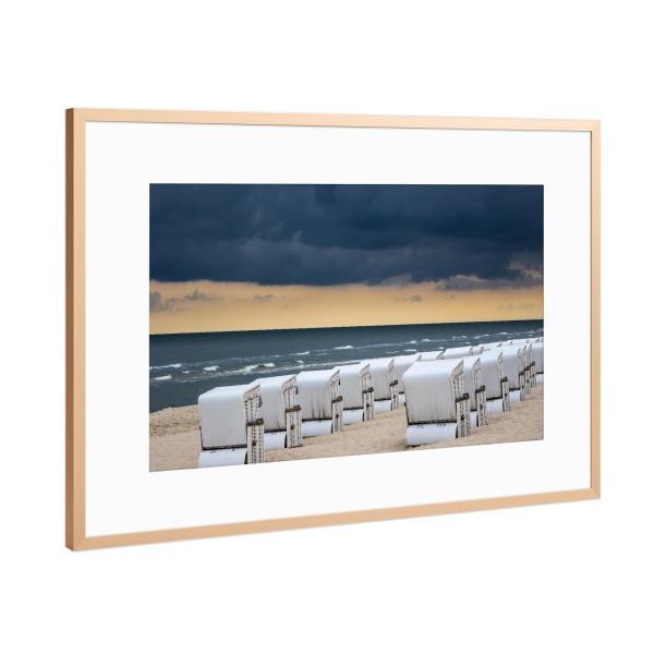 Poster mit Rahmen Kupfer "Strandkörbe in Zinnowitz" artboxONE - Natur,Reise,Reise / Strand und Meer