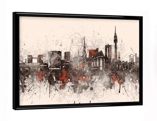 Poster mit schwarzem Rahmen "Dortmund skyline artistic beige" artboxONE - Städte,Reise,Architektur