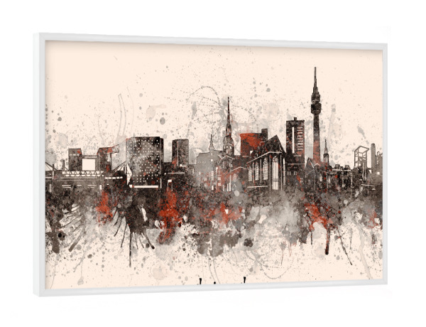 Poster mit weißem Rahmen "Dortmund skyline artistic beige" artboxONE - Städte,Reise,Architektur
