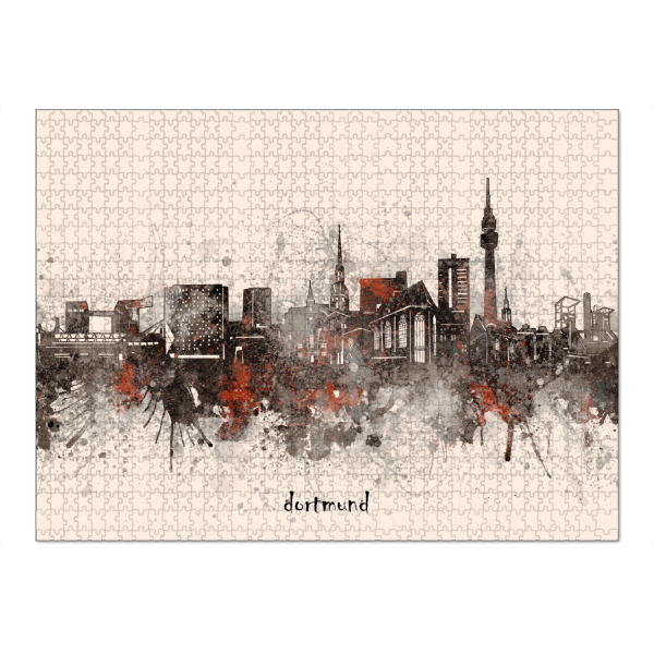 Puzzle Ravensburger "Dortmund skyline artistic beige" artboxONE - Städte,Reise,Architektur
