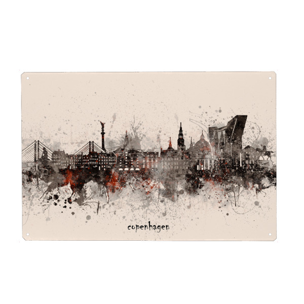 Holzbild "Copenhagen skyline artistic beige" artboxONE - Städte,Reise,Architektur,Städte / København