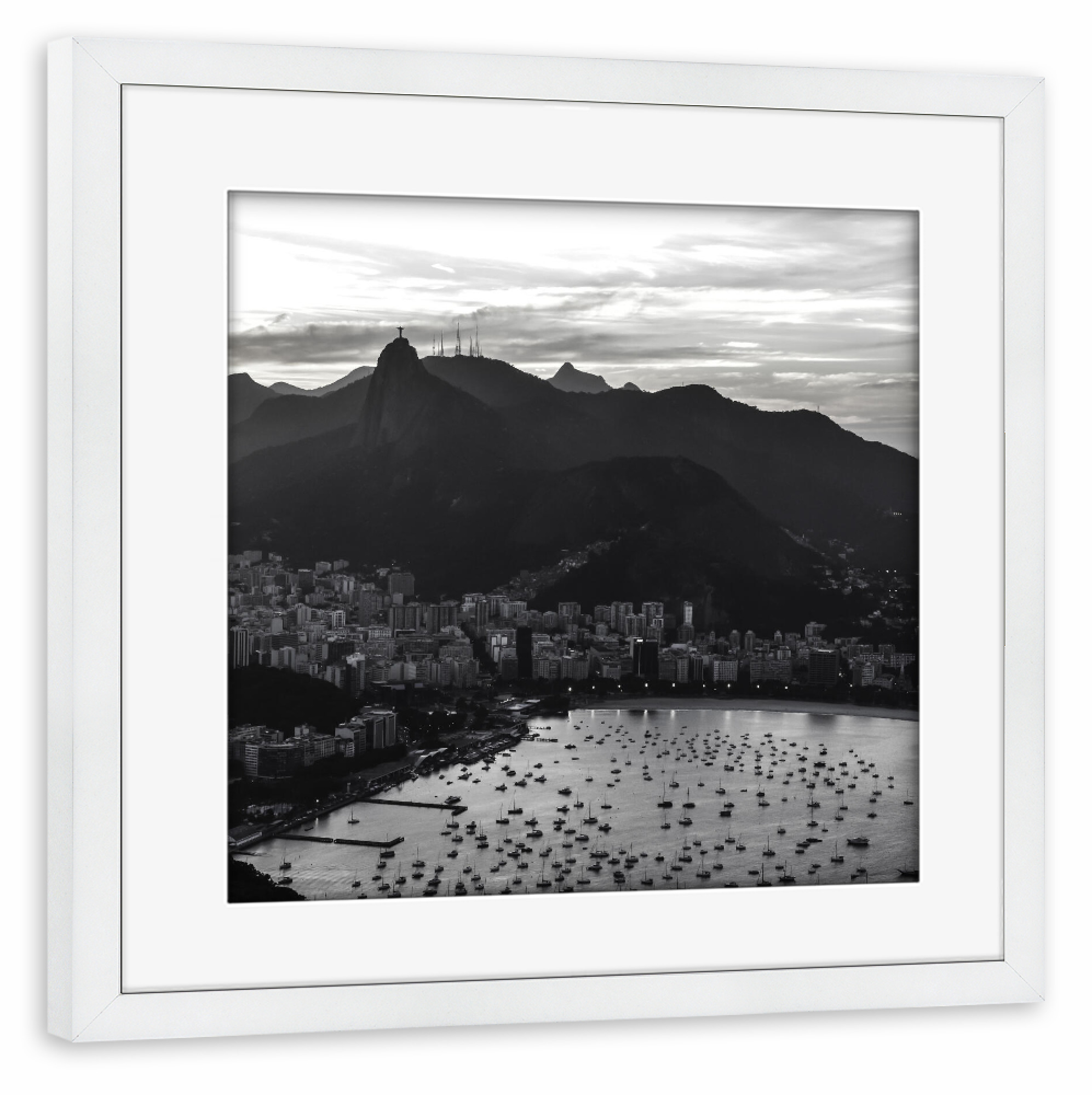 Poster mit Rahmen weiß "Carioca Silhouettess" artboxONE - Reise,Städte / Rio de Janeiro