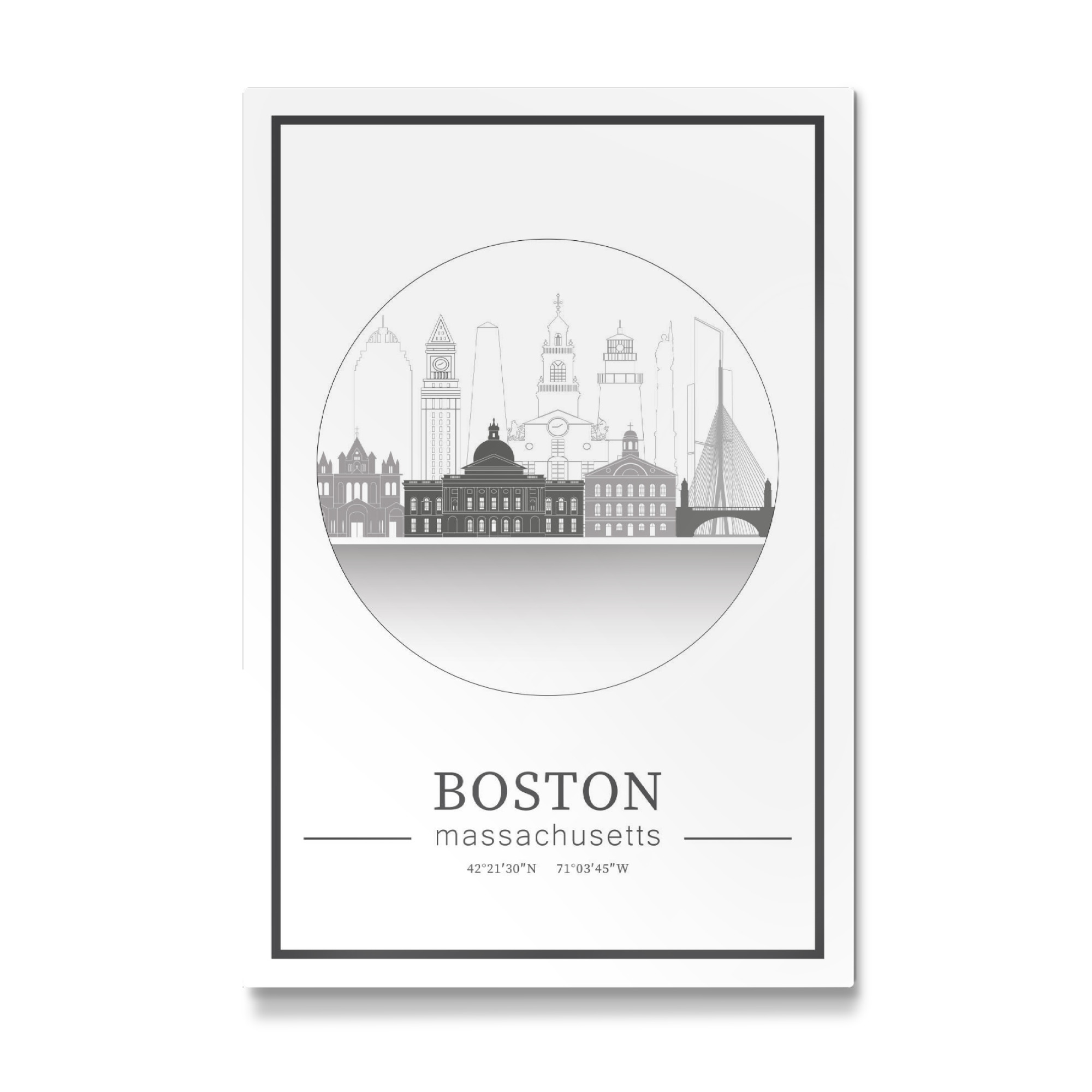 Galerie-Print "Boston skyline line art circle" 75x50 cm artboxONE