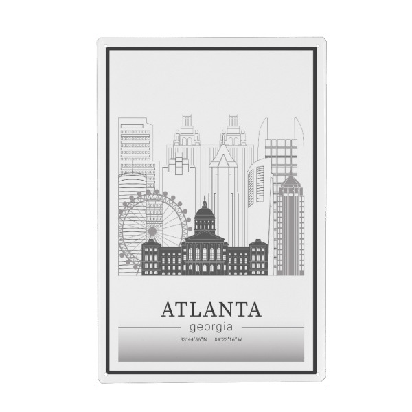 Metall Poster "Atlanta skyline line art" artboxONE - Städte,Reise,Architektur,Kartografie