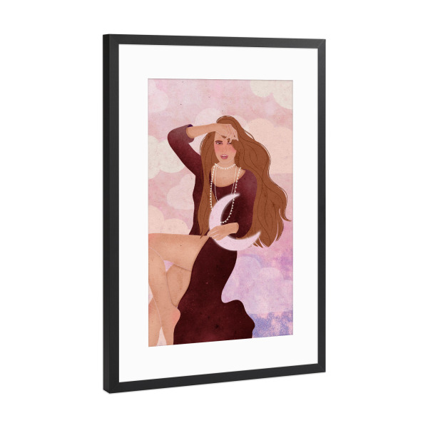 Poster mit Rahmen Schwarz (Metallic) "Mondgöttin" artboxONE - Menschen