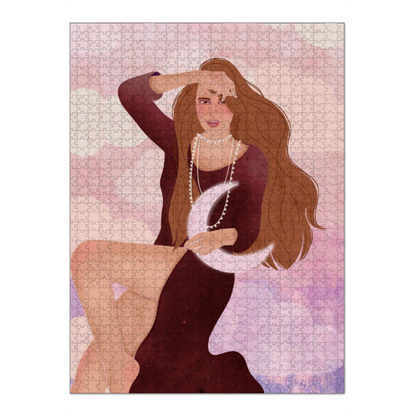 Puzzle Ravensburger "Mondgöttin" artboxONE - Menschen - Spirituell,Mond,Goddess,Himmel,Wolken,Weiblich,Feminin,Perlen,Frau,Female,Woman,Girl