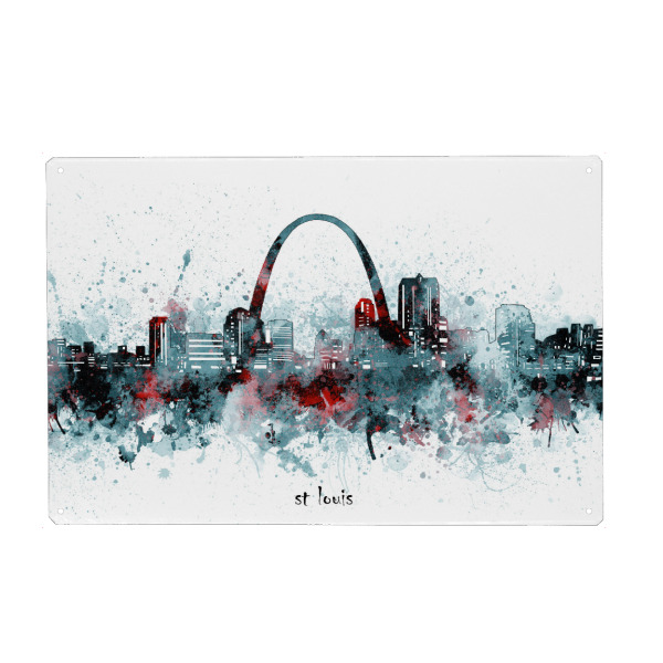 Metall Poster "St louis skyline artistic grey" artboxONE - Städte,Reise,Architektur