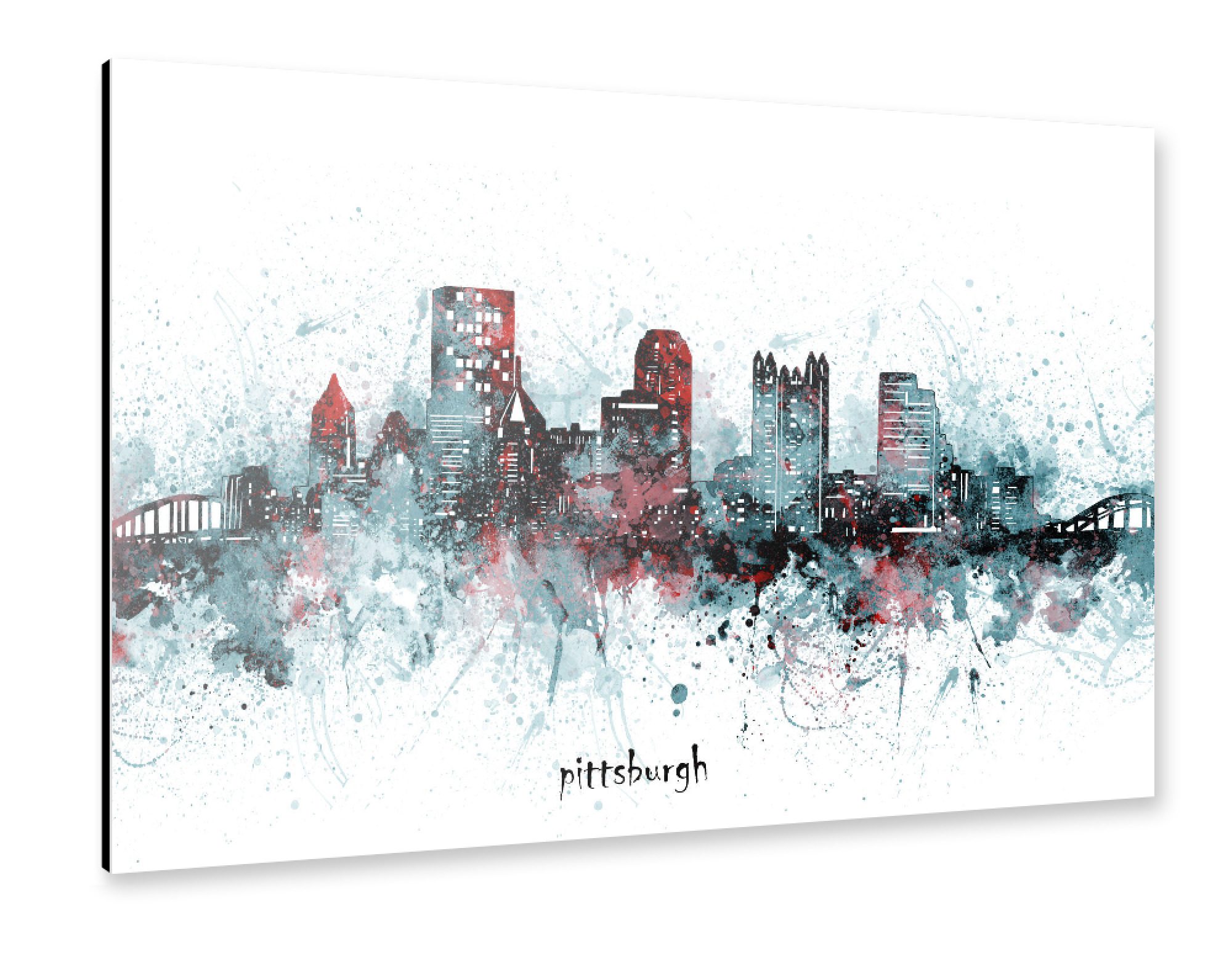 Alu-Dibond "Pittsburgh skyline artistic grey" 75x50 cm artboxONE