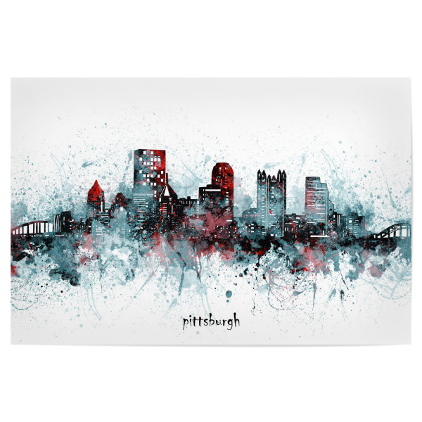 Poster "Pittsburgh skyline artistic grey" artboxONE - Städte,Reise,Architektur