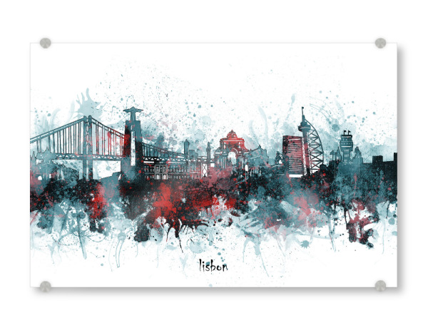 Acrylglasbild "Lisbon skyline artistic grey" artboxONE - Städte,Reise,Architektur