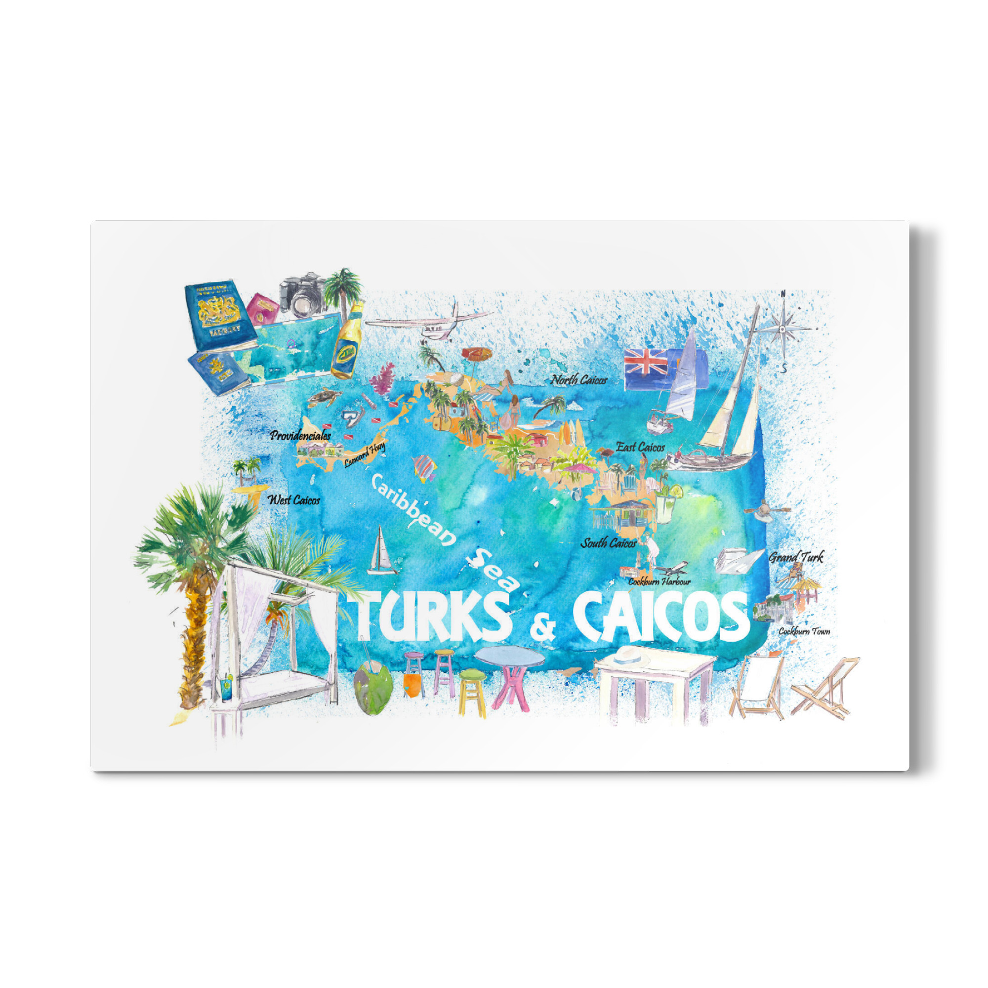 Galerie-Print "Turks & Caicos Inselkarte" 30x20 cm artboxONE