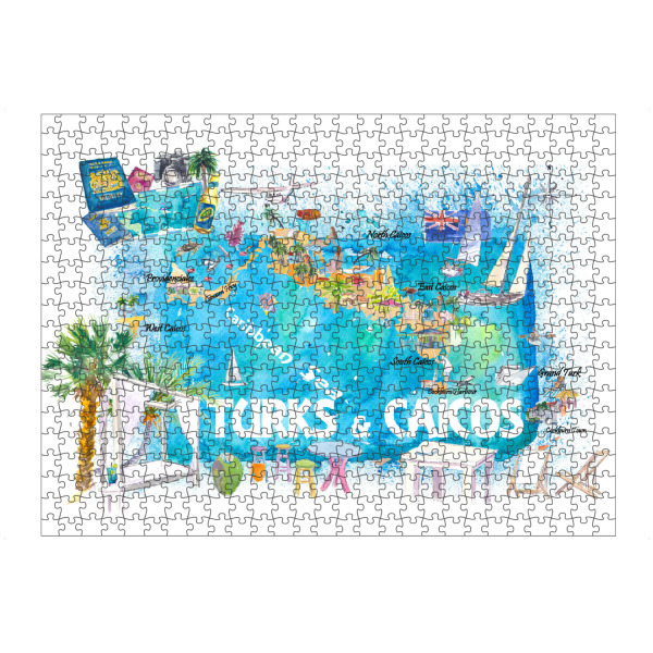 Puzzle Ravensburger "Turks & Caicos Inselkarte" artboxONE - Reise,Reise / Strand und Meer,Buchstaben / T,Kartografie