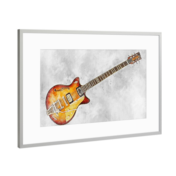 Poster mit Rahmen Silber "Electric guitar 6 (matart)" artboxONE - Musik