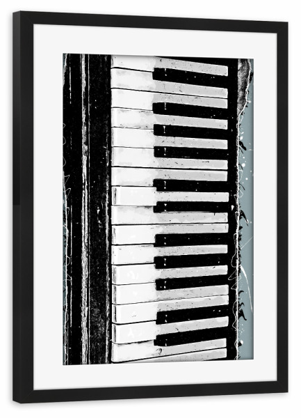 Poster mit Rahmen schwarz "Piano music art" artboxONE - Musik - Piano,Keyboard,Music,Instrument,Instruments,Sound,Klavier,Noten,Musik