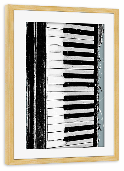 Poster mit Rahmen kiefer "Piano music art" artboxONE - Musik - Piano,Keyboard,Music,Instrument,Instruments,Sound,Klavier,Noten,Musik