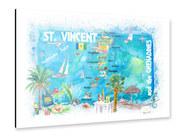 Alu-Dibond "St Vincent Grenadines Map" 30x20 cm artboxONE