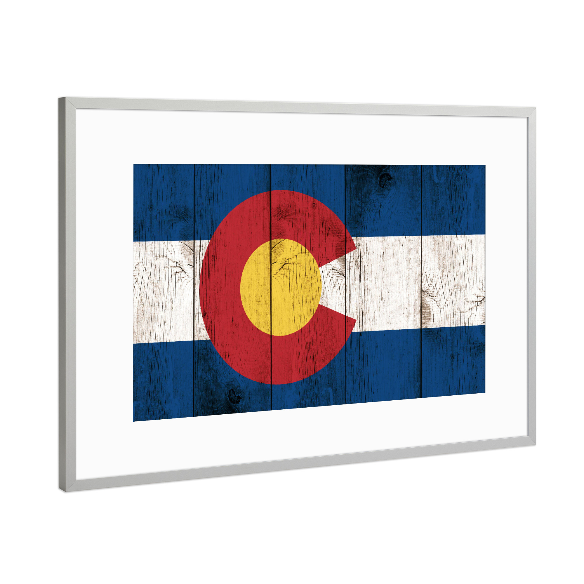 Poster mit Rahmen Silber "Colorado Flag" artboxONE - Abstrakt,Reise / Länder