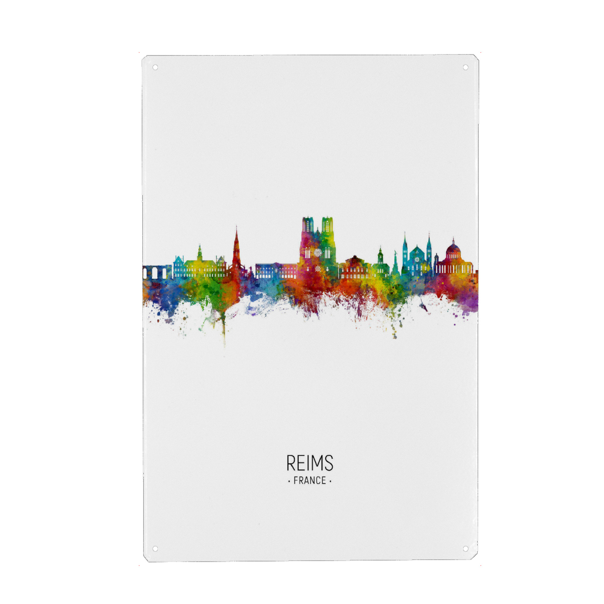 Holzbild "Reims France Skyline Portrait" artboxONE - Städte