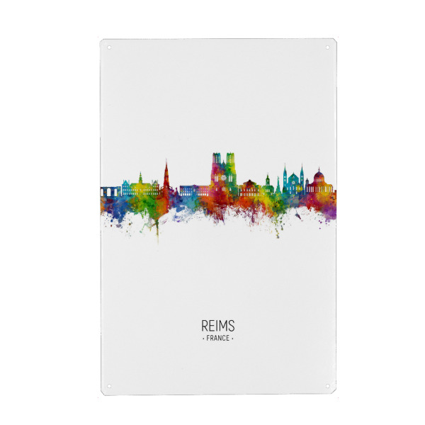 Metall Poster "Reims France Skyline Portrait" artboxONE - Städte