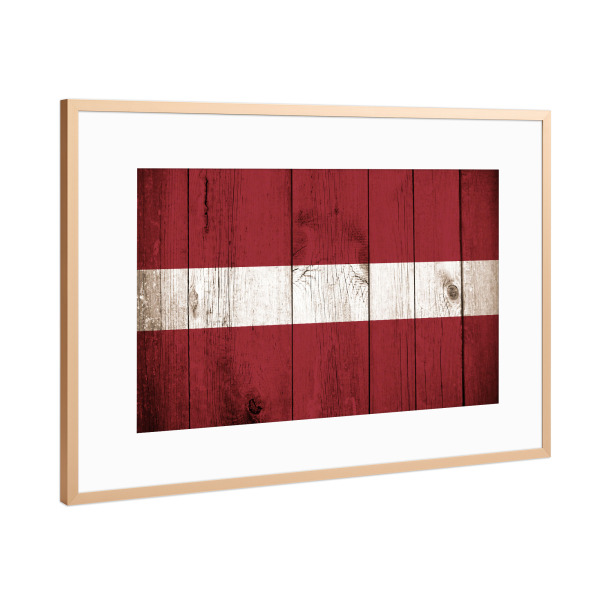 Poster mit Rahmen Kupfer "Latvia Vintage Flag" artboxONE - Reise,Reise / Länder