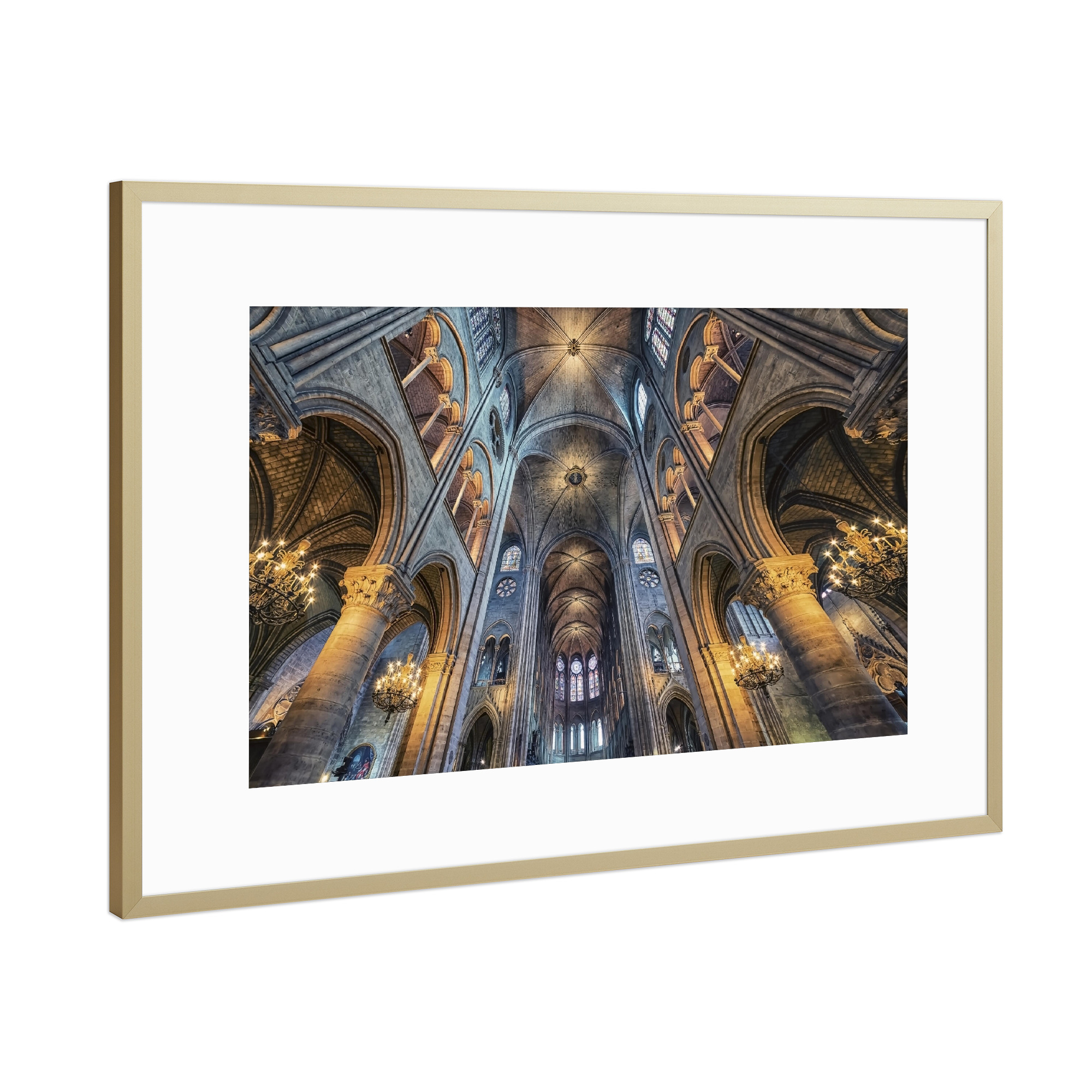 Poster mit Rahmen Gold "Inside Notre-Dame" artboxONE - Städte,Reise,Architektur,Städte / Paris,Reise / Länder