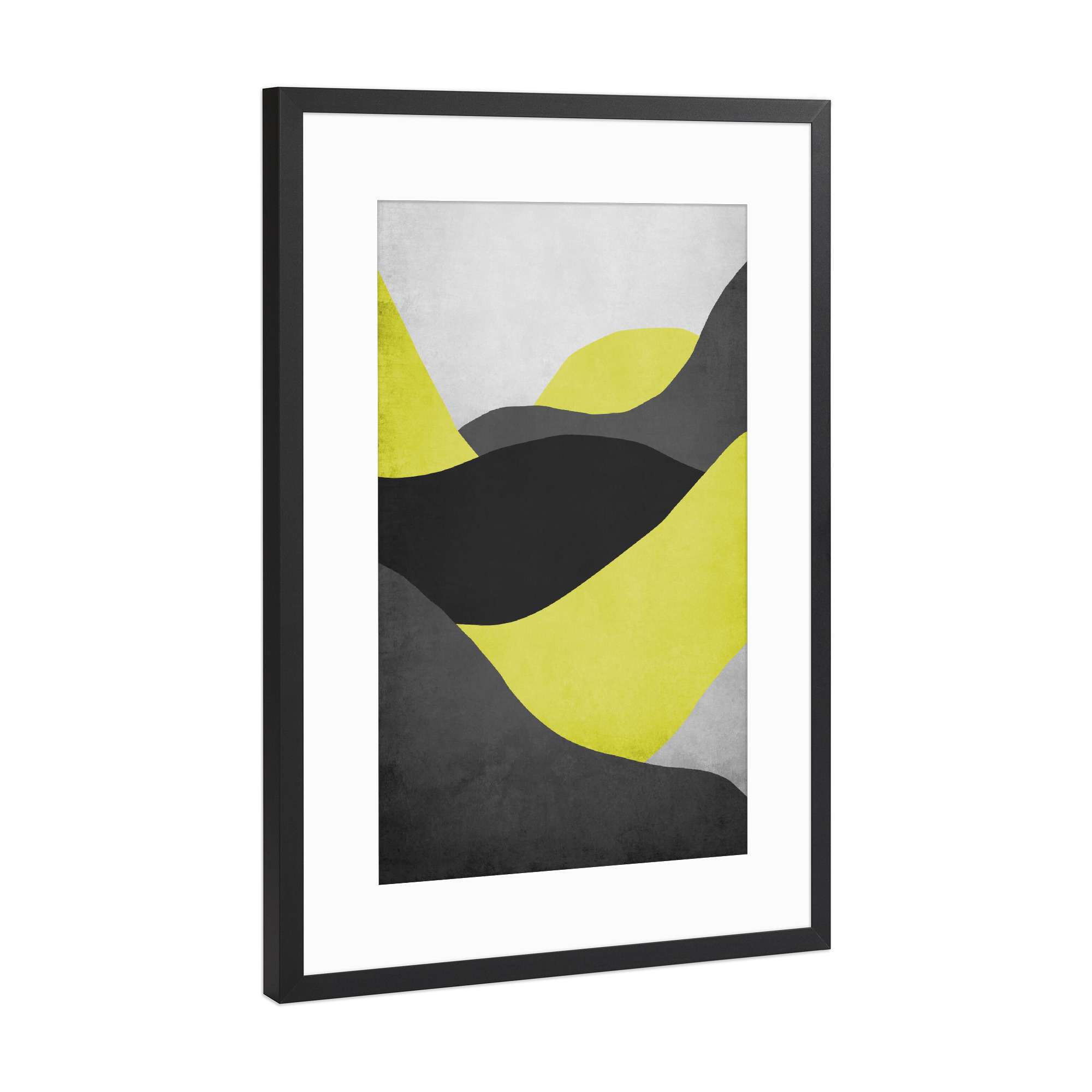 Poster mit Rahmen Schwarz (Metallic) "Gelb graue Berge I" artboxONE - Natur,Reise,Abstrakt
