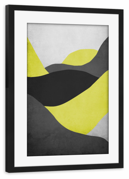 Poster mit Rahmen schwarz "Gelb graue Berge I" artboxONE - Natur,Reise,Abstrakt