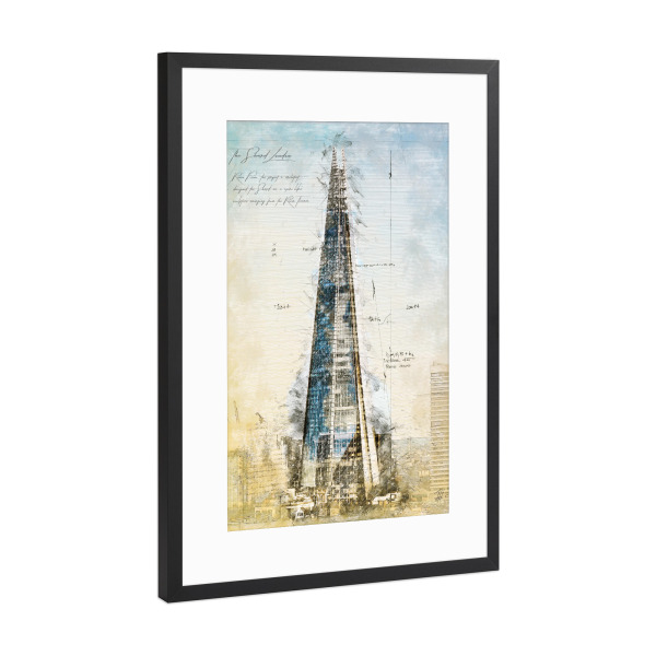 Poster mit Rahmen Schwarz (Metallic) "The Shard, London" artboxONE - Städte / London,Reise,Architektur