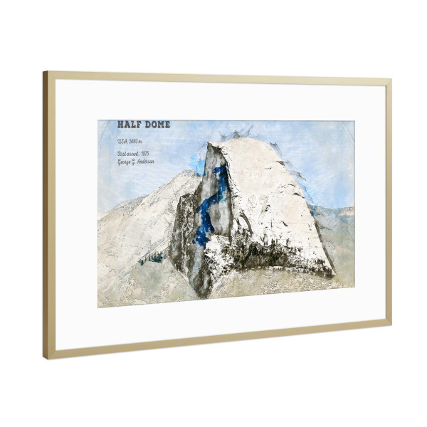Poster mit Rahmen Gold "Half Dome" artboxONE - Natur,Reise / Länder