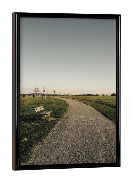 Poster mit schwarzem Rahmen "Bucolism h" artboxONE - Natur - Nature,Bucolic,Farm,Trees,Street,Straße,Weg,Way,Countryside,Bench,Path,Field