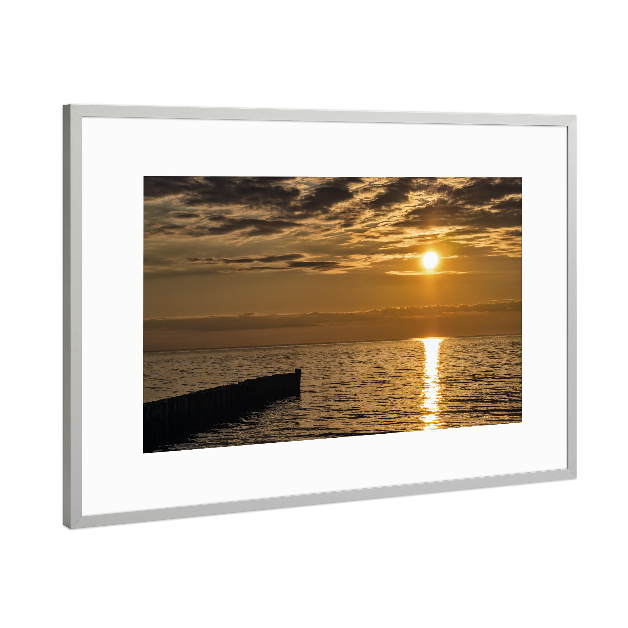 Poster mit Rahmen Silber "Wustrow Sonnenuntergang" artboxONE - Natur,Reise,Reise / Strand und Meer