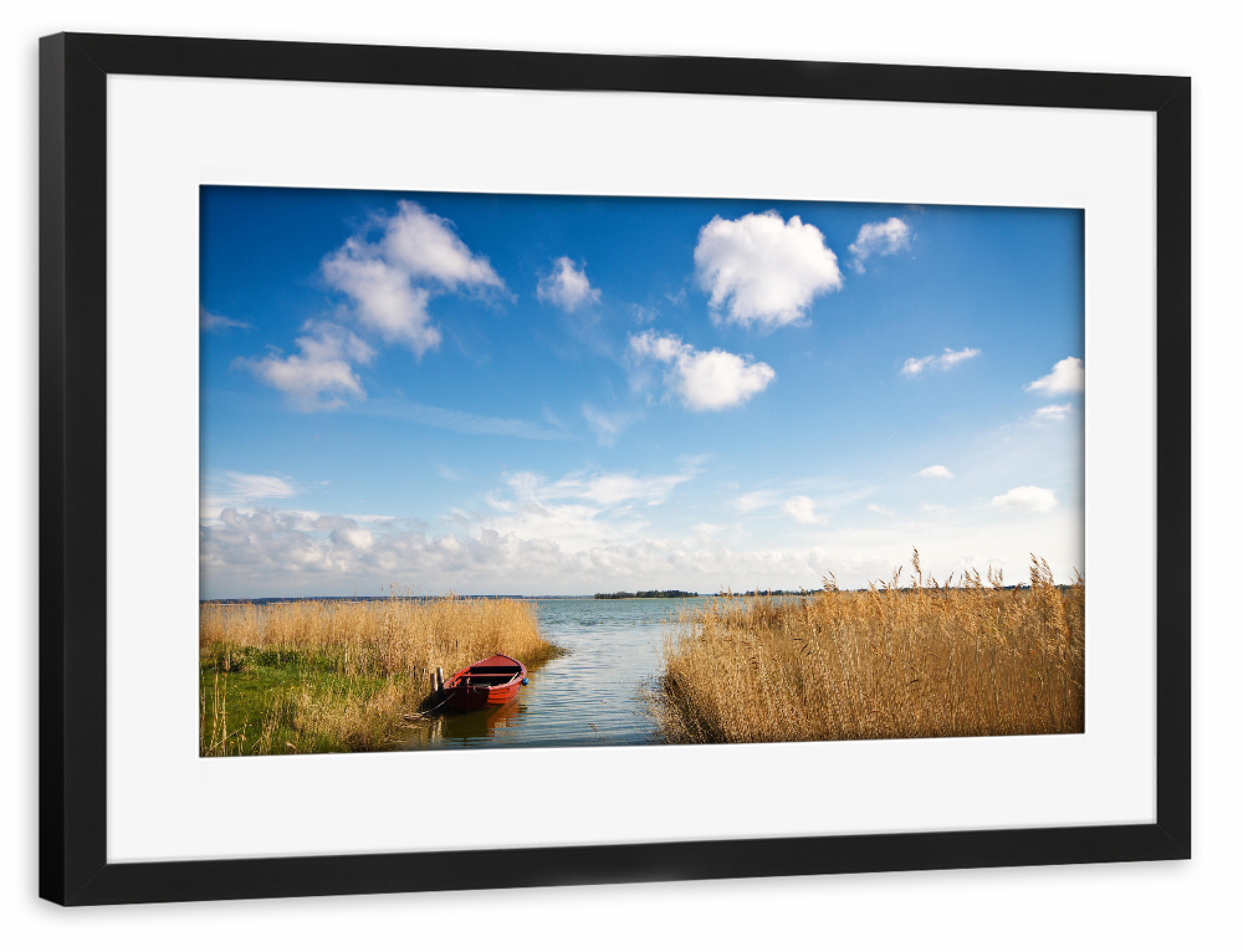 Poster mit Rahmen schwarz "Rotes Fischerboot" artboxONE - Natur,Reise
