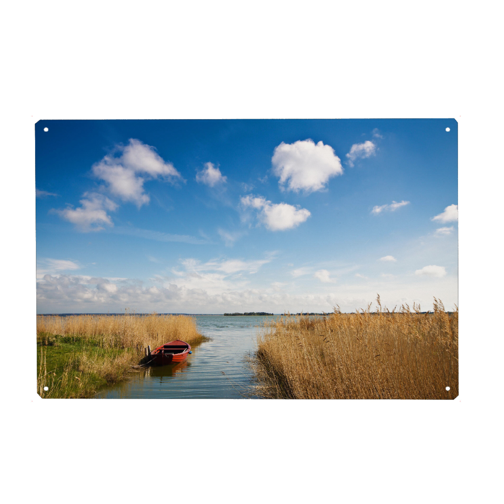 Metall Poster "Rotes Fischerboot" artboxONE - Natur,Reise