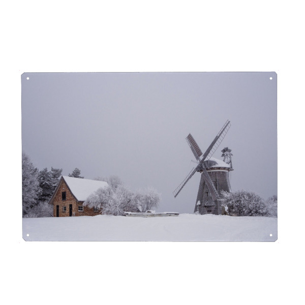 Metall Poster "Windmühle in Benz im Winter" artboxONE - Natur,Reise,Architektur