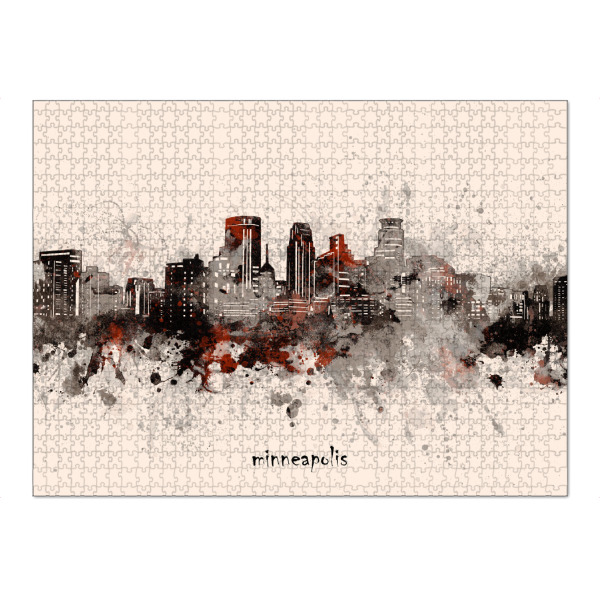 Puzzle Ravensburger "Minneapolis skyline artistic beige" artboxONE - Städte,Architektur