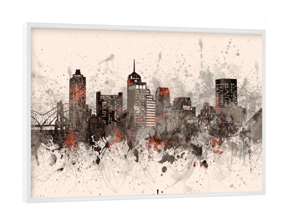 Poster mit weißem Rahmen "Memphis skyline artistic beige" artboxONE - Städte,Architektur