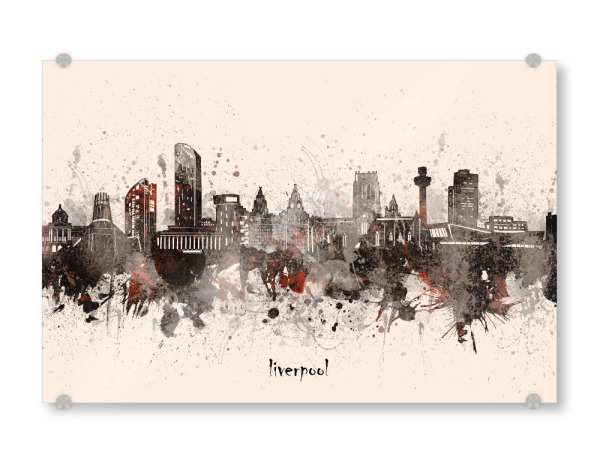 Acrylglasbild "Liverpool skyline artistic beige" artboxONE - Städte,Architektur