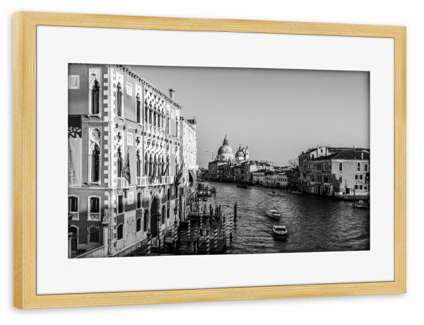 Poster mit Rahmen kiefer "Venice in B&W g" artboxONE - Reise,Architektur,Städte / Venedig