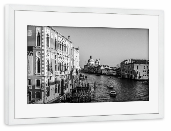 Poster mit Rahmen weiß "Venice in B&W g" artboxONE - Reise,Architektur,Städte / Venedig