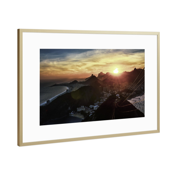 Poster mit Rahmen Gold "Carioca Sunset" artboxONE - Reise,Städte / Rio de Janeiro