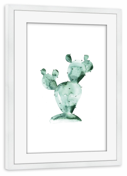 Poster mit Rahmen weiß "Kaktus Aquarell" artboxONE - Natur,Floral,Abstrakt