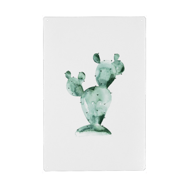 Metall Poster "Kaktus Aquarell" artboxONE - Natur,Floral,Abstrakt - Kaktus,Cactus,Natur,Nature,Aquarell,Illustration,Floral,Flower,Plant,Pflanze