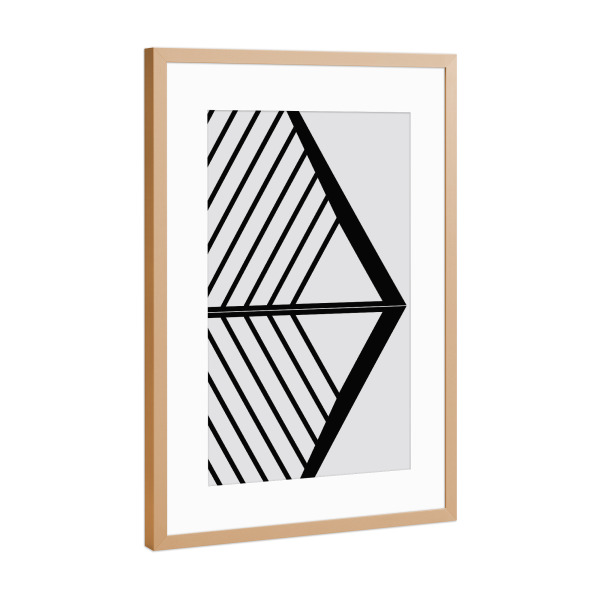 Poster mit Rahmen Kupfer "Geomerty Line ART tri white black" artboxONE - Abstrakt,Schwarzweiß,Geometrie